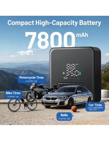 Compresor de Aire Portátil RKV86 NW11 150 PSI con Linterna LED