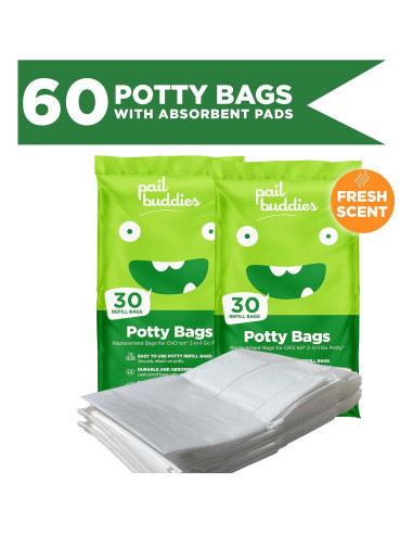 Bolsas de Orinal Desechables Pail Buddies 60 Unidades - Absorbentes y a Prueba de Fugas