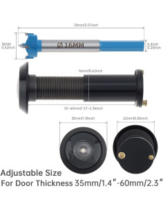 Mirador de Puerta HOJLKLD 200 Grados Latón Sólido Negro Mate 2