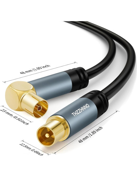 Cable coaxial 7.62 m RG6 Zhongben con conector 90 a recto