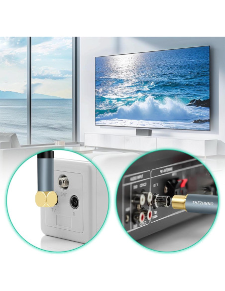 Cable coaxial 7.62 m RG6 Zhongben con conector 90 a recto