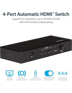 Interruptor HDMI 2.0 StarTech 4 Puertos 4K 60Hz Automático 2