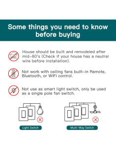 Interruptor de Ventilador Inteligente TREATLIFE WiFi 2.4GHz 2