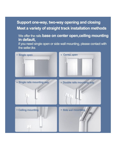 Abridor de Cortinas Automático SIXIN 2M Motor Zigbee Control Remoto