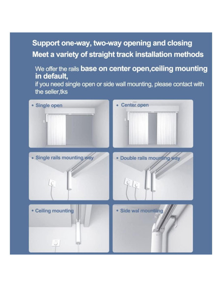 Abridor de Cortinas Automático SIXIN 2M Motor Zigbee Control Remoto