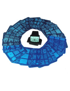 Kit de Estampado de Uñas 20 Placas + Estampador + Raspador