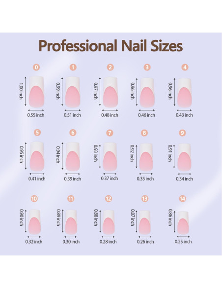 Consejos de Uñas de Gel Francesas Misssix 240 Piezas 15 Tamaños