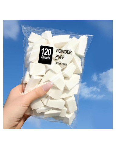 120 Esponjas de Maquillaje Triángulo LILAC - Desechables Blancas