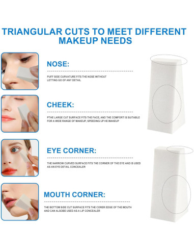 120 Esponjas de Maquillaje Triángulo LILAC - Desechables Blancas