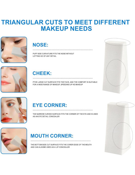 120 Esponjas de Maquillaje Triángulo LILAC - Desechables Blancas