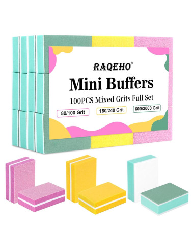 Bloque de Pulido de Uñas 100 Pcs RAQEHO Kit Completo