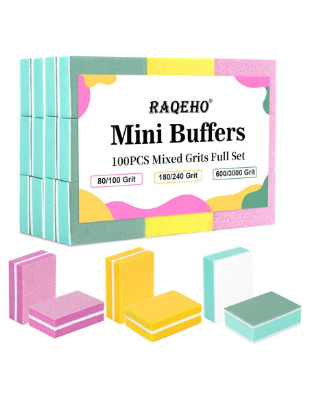 Bloque de Pulido de Uñas 100 Pcs RAQEHO Kit Completo