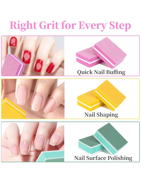 Bloque de Pulido de Uñas 100 Pcs RAQEHO Kit Completo
