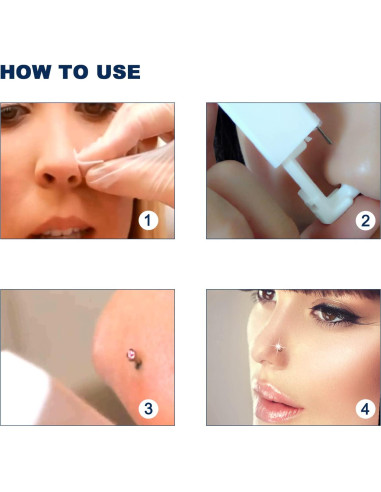 Kit de Perforación de Nariz Desechable YUYYU 4 Piezas Blanco/Rosa