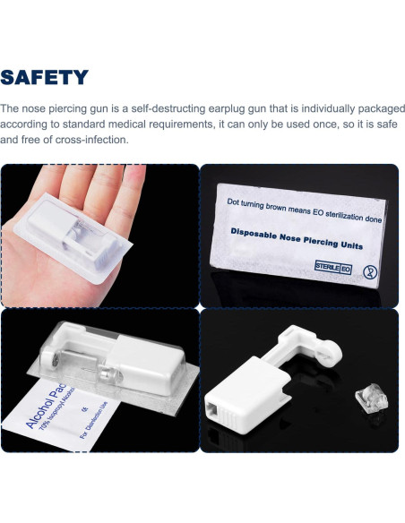 Kit de Perforación de Nariz Desechable YUYYU 4 Piezas Blanco/Rosa