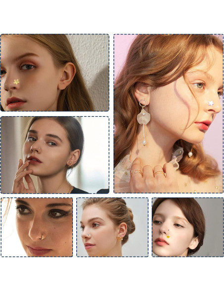 Kit de Perforación de Nariz Desechable YUYYU 4 Piezas Blanco/Rosa