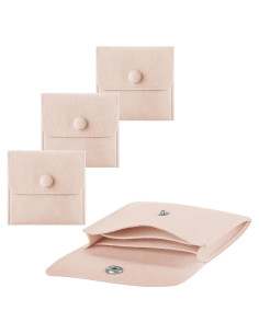 3 Bolsas de Joyería Beige LSZSZL 7.62x7.62 cm Portátiles