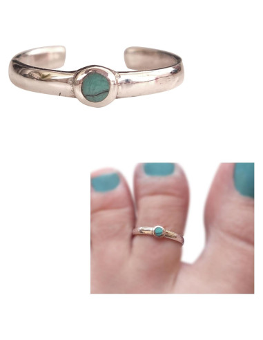 Anillo ajustable de plata esterlina 925 con turquesa 3mm MiYa