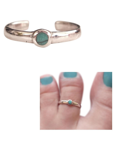 Anillo ajustable de plata esterlina 925 con turquesa 3mm MiYa