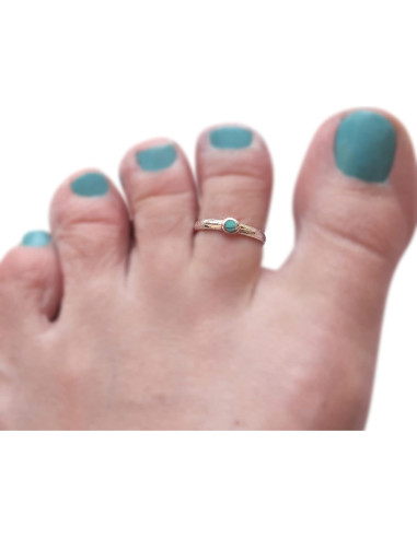 Anillo ajustable de plata esterlina 925 con turquesa 3mm MiYa