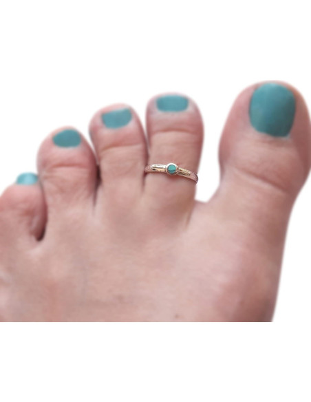 Anillo ajustable de plata esterlina 925 con turquesa 3mm MiYa