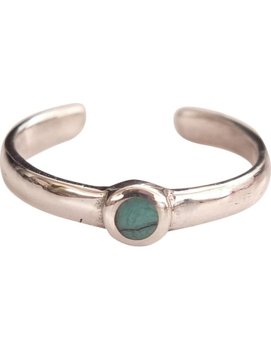 Anillo ajustable de plata esterlina 925 con turquesa 3mm MiYa