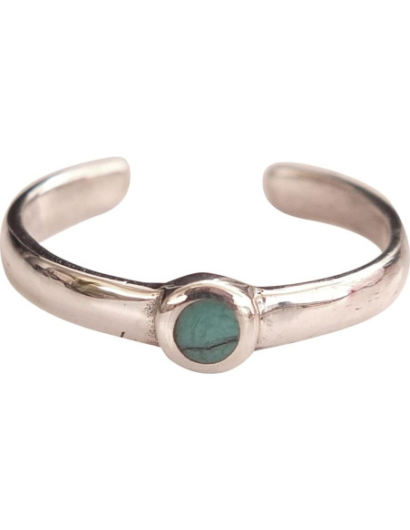 Anillo ajustable de plata esterlina 925 con turquesa 3mm MiYa