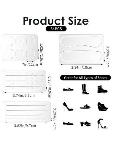 34 Cojines de Silicona para Talón Antideslizantes Guduling