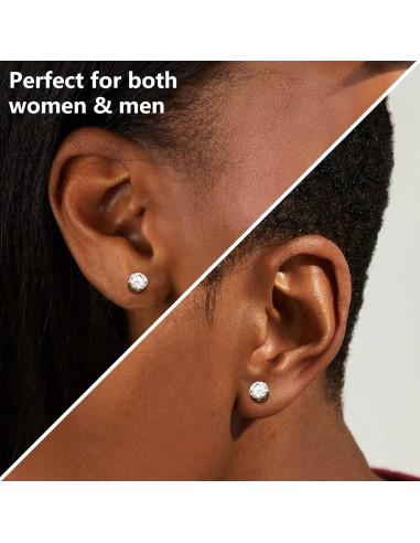 Pendientes Magnéticos Moissanita 6mm Acero Inoxidable Hipoalergénico