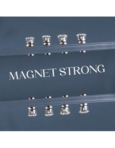 Pendientes Magnéticos Moissanita 6mm Acero Inoxidable Hipoalergénico