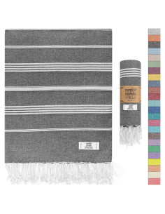 Toalla de Playa Turca EPHESUS Sultan 96.5x178 cm Antracita