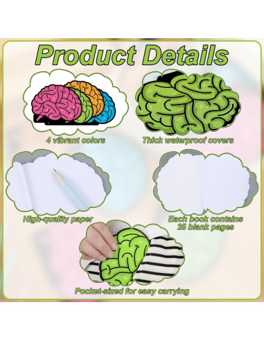 Juego de 24 Blocs de Notas en Forma de Cerebro AmazingSpark