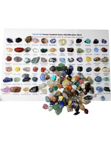 Kit de 60 Piedras Preciosas y Cristales Pulidos 1kg - SeeuFun