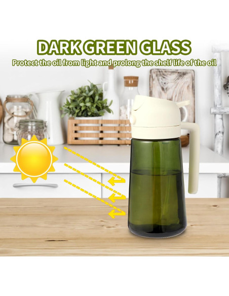 Botella Spray de Aceite de Oliva 470ml A prueba de Fugas - Blanco