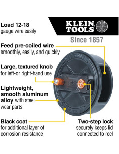 Carrete de Alambre de Atar Klein Tools 27500, Cierre Rápido, Aluminio Ligero 2