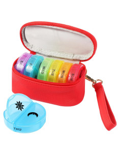 Organizador Semanal de Pastillas Xinjin Rojo 7 Días 2 Compartimentos