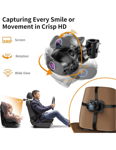 Cámara de Auto para Bebés CY401 4.3" HD 1080P con Zoom 4X