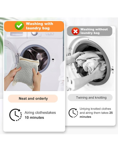 Bolsa de lavandería de malla algodón orgánico NAHADS 4 piezas