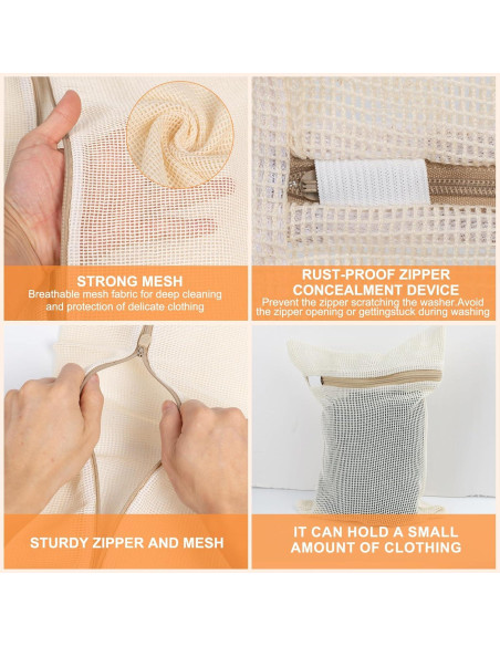 Bolsa de lavandería de malla algodón orgánico NAHADS 4 piezas