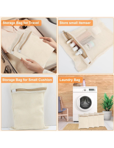 Bolsa de lavandería de malla algodón orgánico NAHADS 4 piezas