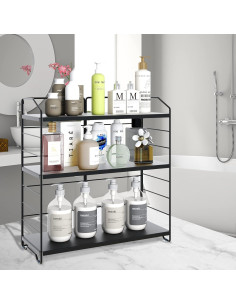 Organizador de Encimera BOIVSHI 3 Niveles Ajustable Metal Negro 2