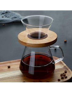 Soporte de Filtro de Café Jaugufiy de Vidrio y Madera 2