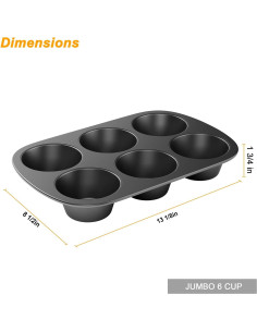 Molde para Muffin Jumbo Tiawudi 3 Piezas 6 Tazas Antiadherente 2