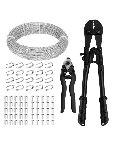 Kit de Cable de Acero Inoxidable 1/8 30.48m TooTaci con Herramientas