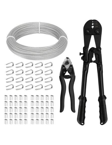 Kit de Cable de Acero Inoxidable 1/8 30.48m TooTaci con Herramientas