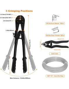 Kit de Cable de Acero Inoxidable 1/8 30.48m TooTaci con Herramientas 2