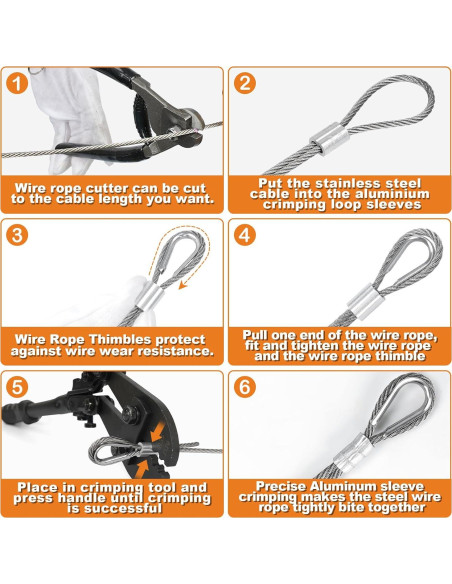 Kit de Cable de Acero Inoxidable 1/8 30.48m TooTaci con Herramientas