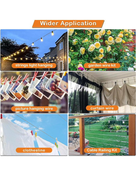 Kit de Cable de Acero Inoxidable 1/8 30.48m TooTaci con Herramientas