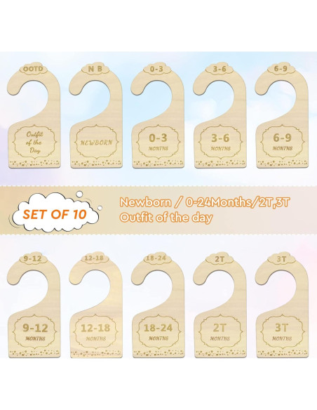 Divisores de Closet de Madera Lemon Shane - 10 Piezas para Bebés