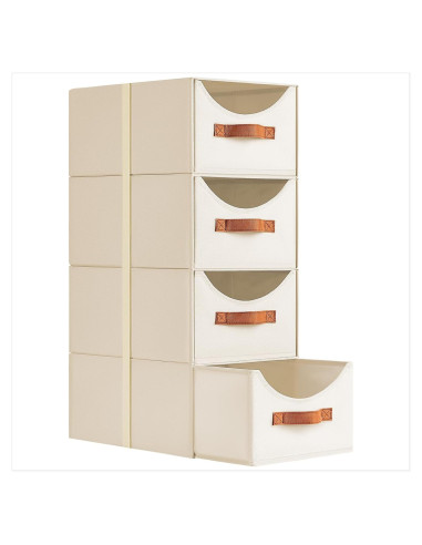 Cajones de Almacenamiento Apilables Homsorout 4 Piezas Beige